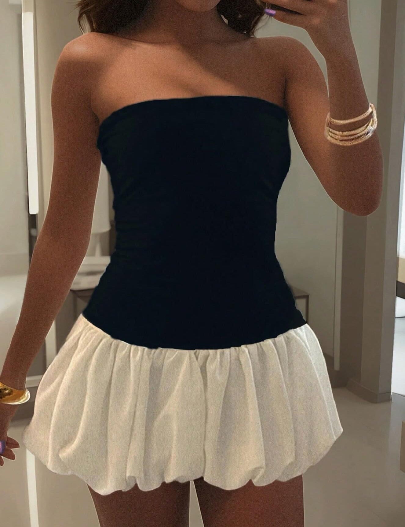 Kendall Drop-Waist Bubble-Hem Dress