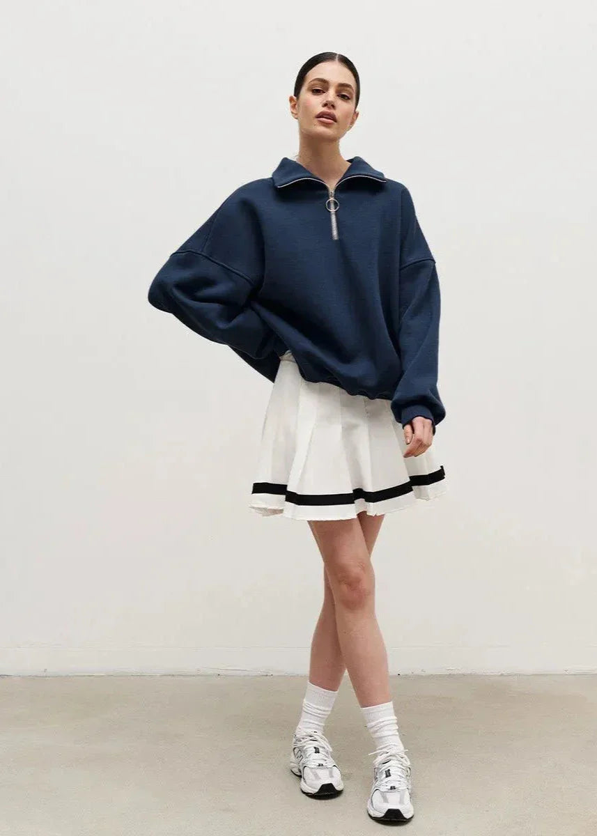 Relaxed Fit Zip-Up Sweater
