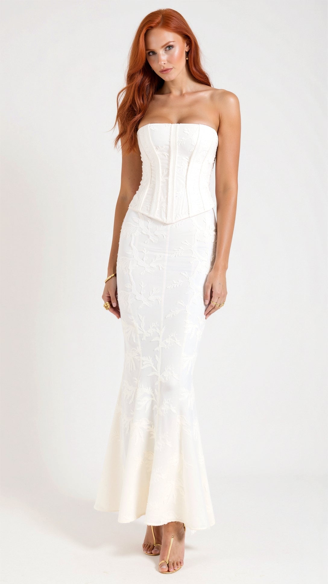 Strapless Embroidered Maxi Dress