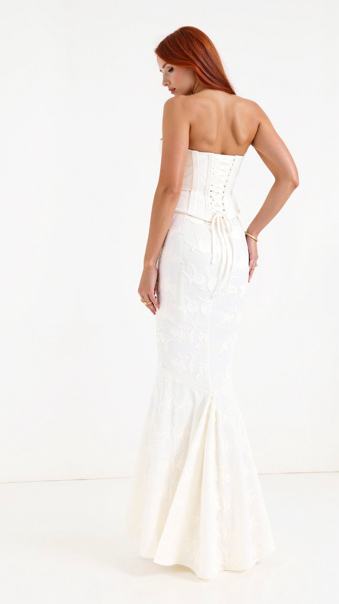 Strapless Embroidered Maxi Dress