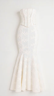 Strapless Embroidered Maxi Dress