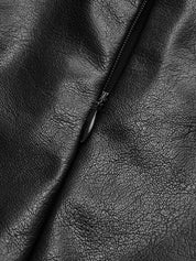 Asymmetric Faux Leather Pleated Maxi Skirt