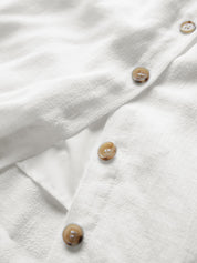 White Linen Button Front Mini Dress