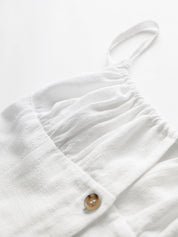 White Linen Button Front Mini Dress