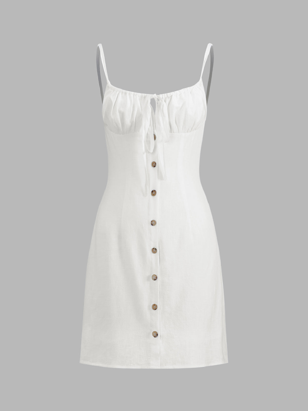 White Linen Button Front Mini Dress
