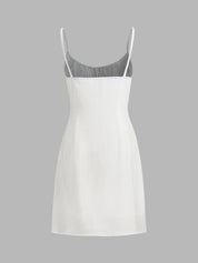 White Linen Button Front Mini Dress