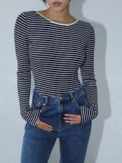 Open Back Striped Bodysuit