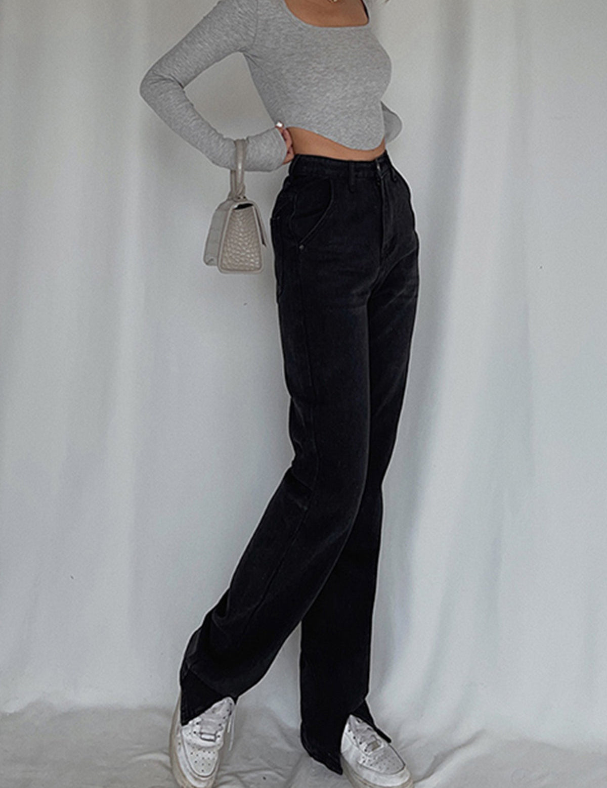 High Waist Straight Leg Denim Jeans