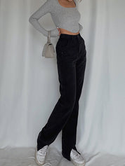 High Waist Straight Leg Denim Jeans