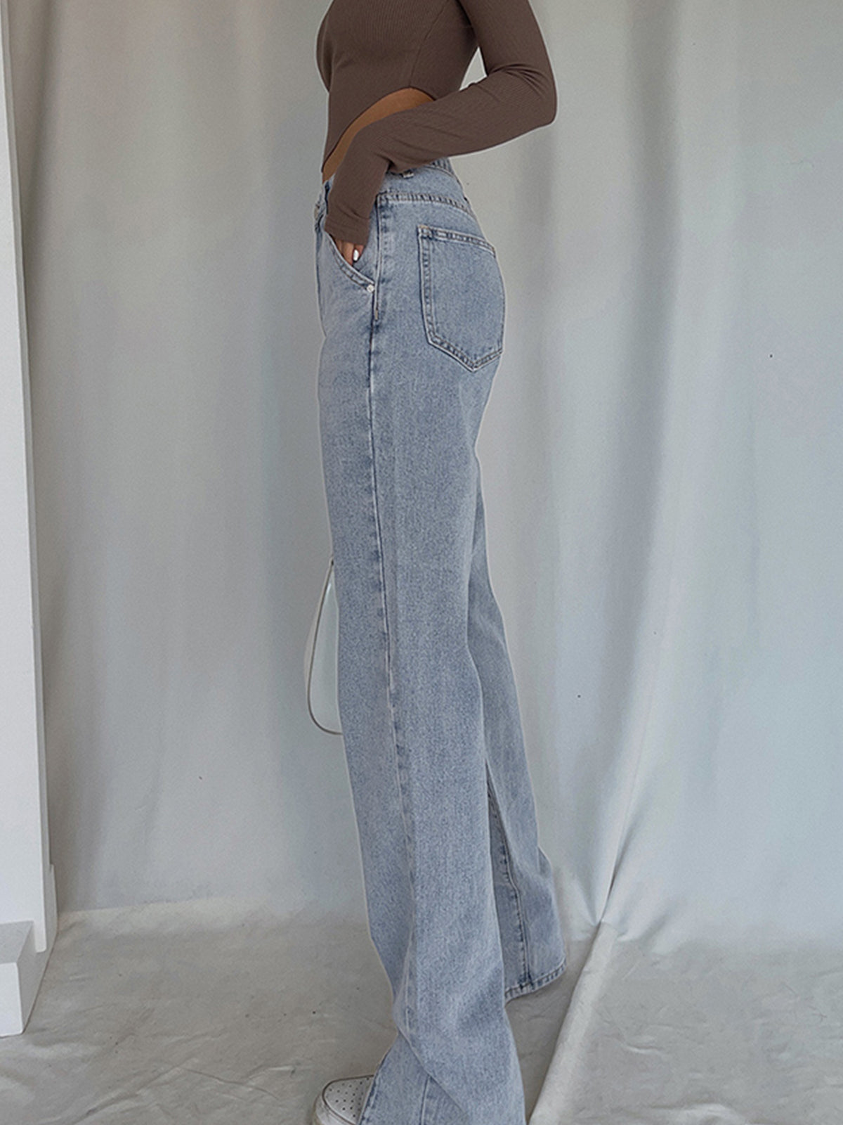 High Waist Straight Leg Denim Jeans