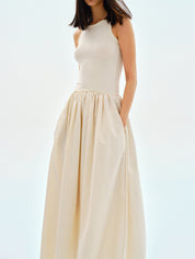 Sleeveless Cotton Blend Maxi Dress