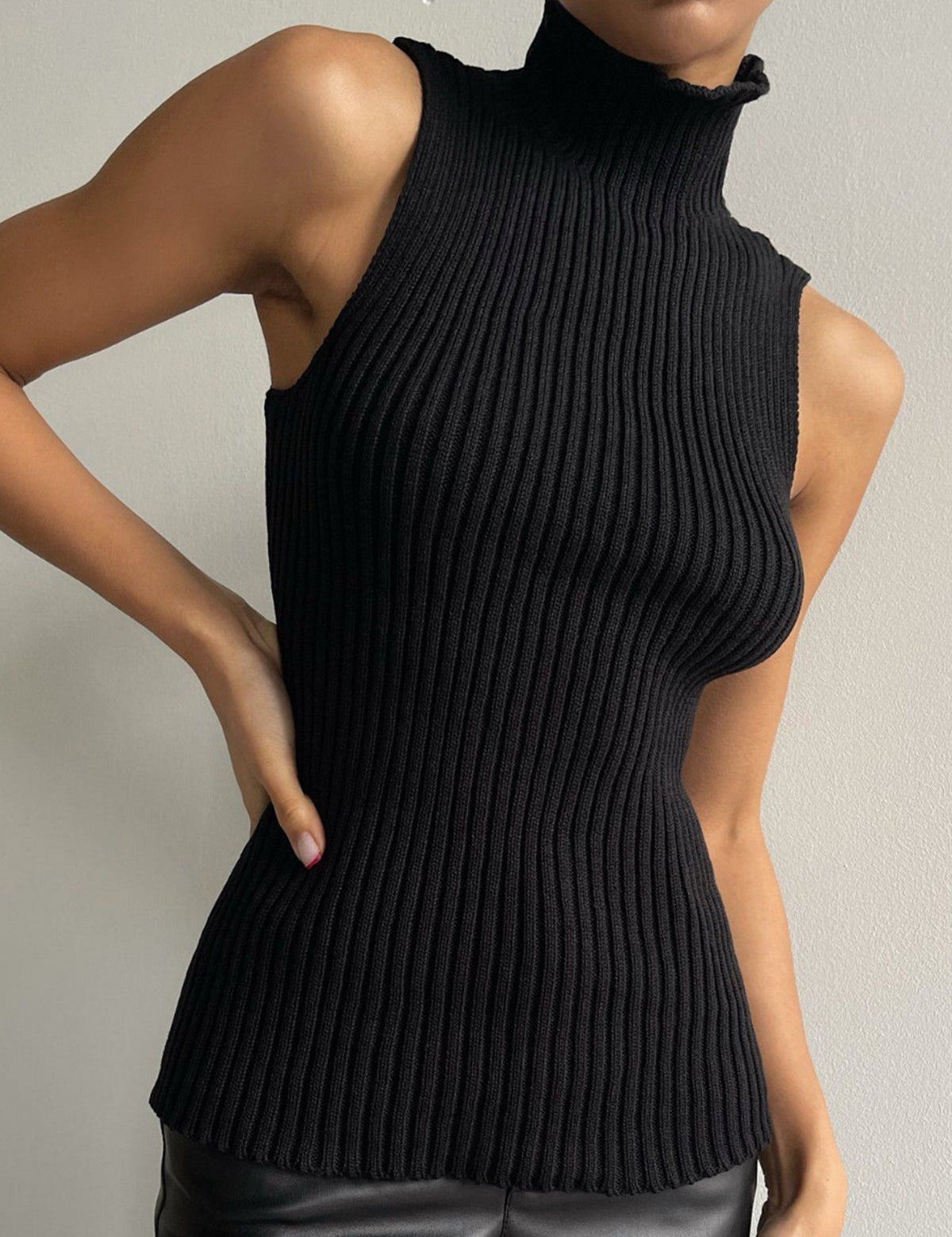 Ribbed Sleeveless Knit Top