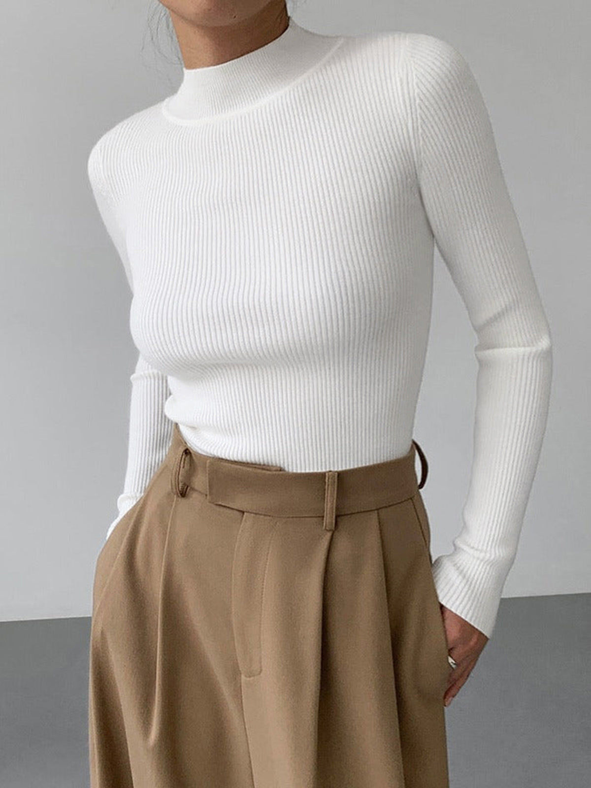 Cleo Ribbed High Neck Top