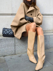 Oversized Wool-Blend Coat with Button Closure