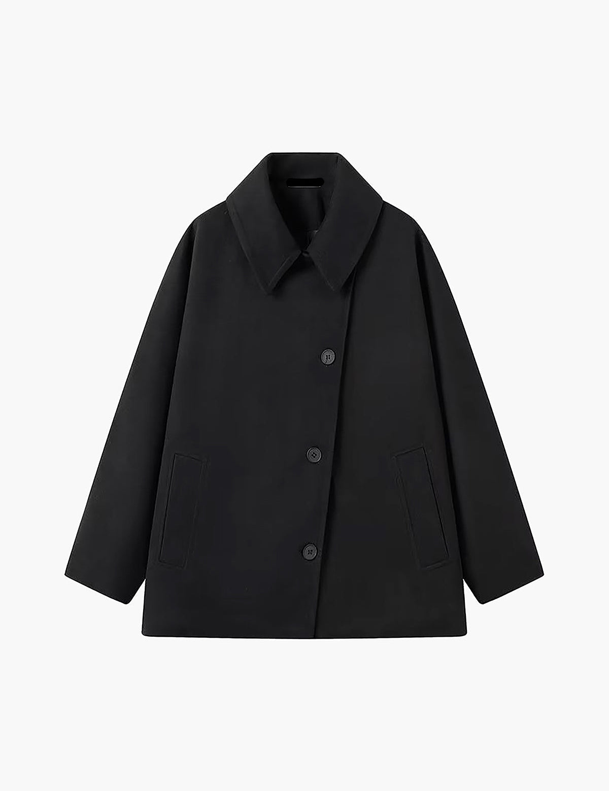Oversized Wool-Blend Coat with Button Closure