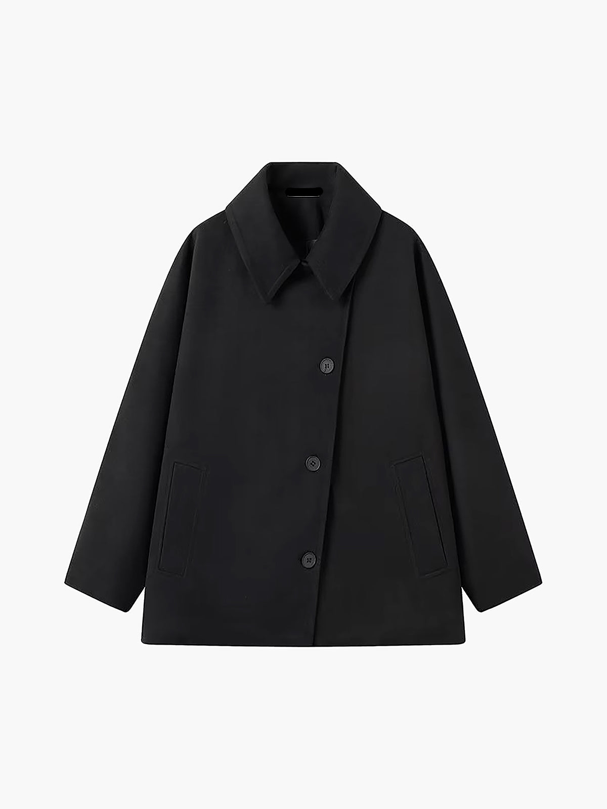 Oversized Wool-Blend Coat with Button Closure