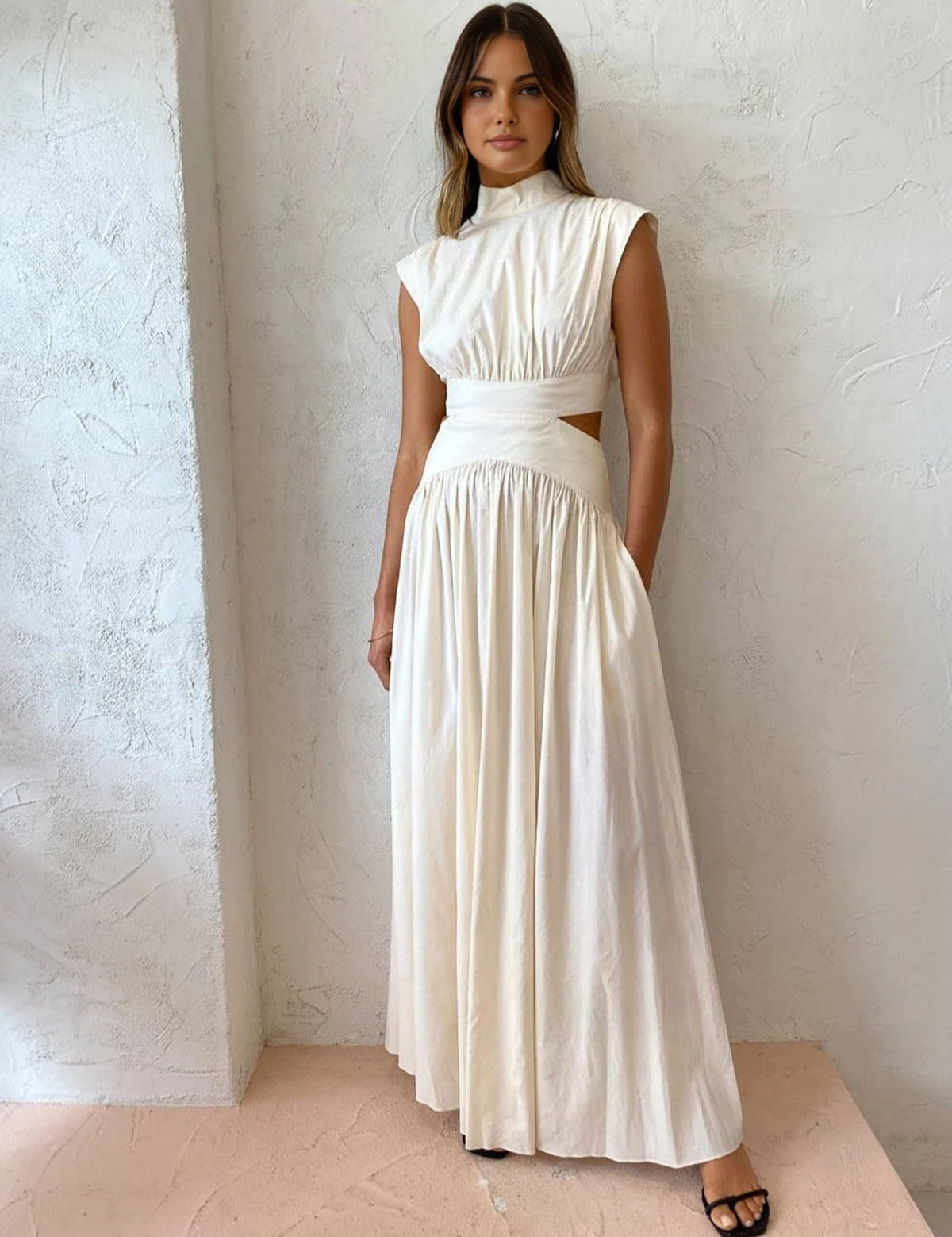 Mock Neck Cut-Out Maxi Dress