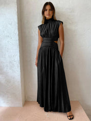 Mock Neck Cut-Out Maxi Dress