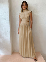 Mock Neck Cut-Out Maxi Dress