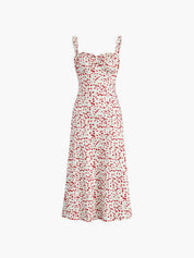 Floral Printed Ruffle Strap Midi Dress