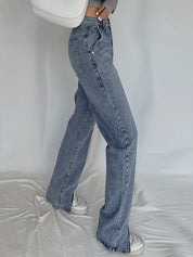 High Waist Straight Leg Denim Jeans