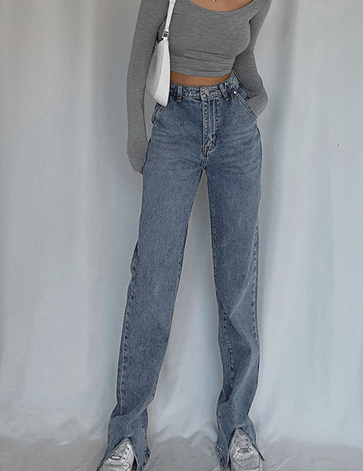 High Waist Straight Leg Denim Jeans
