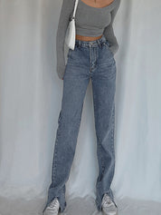 High Waist Straight Leg Denim Jeans