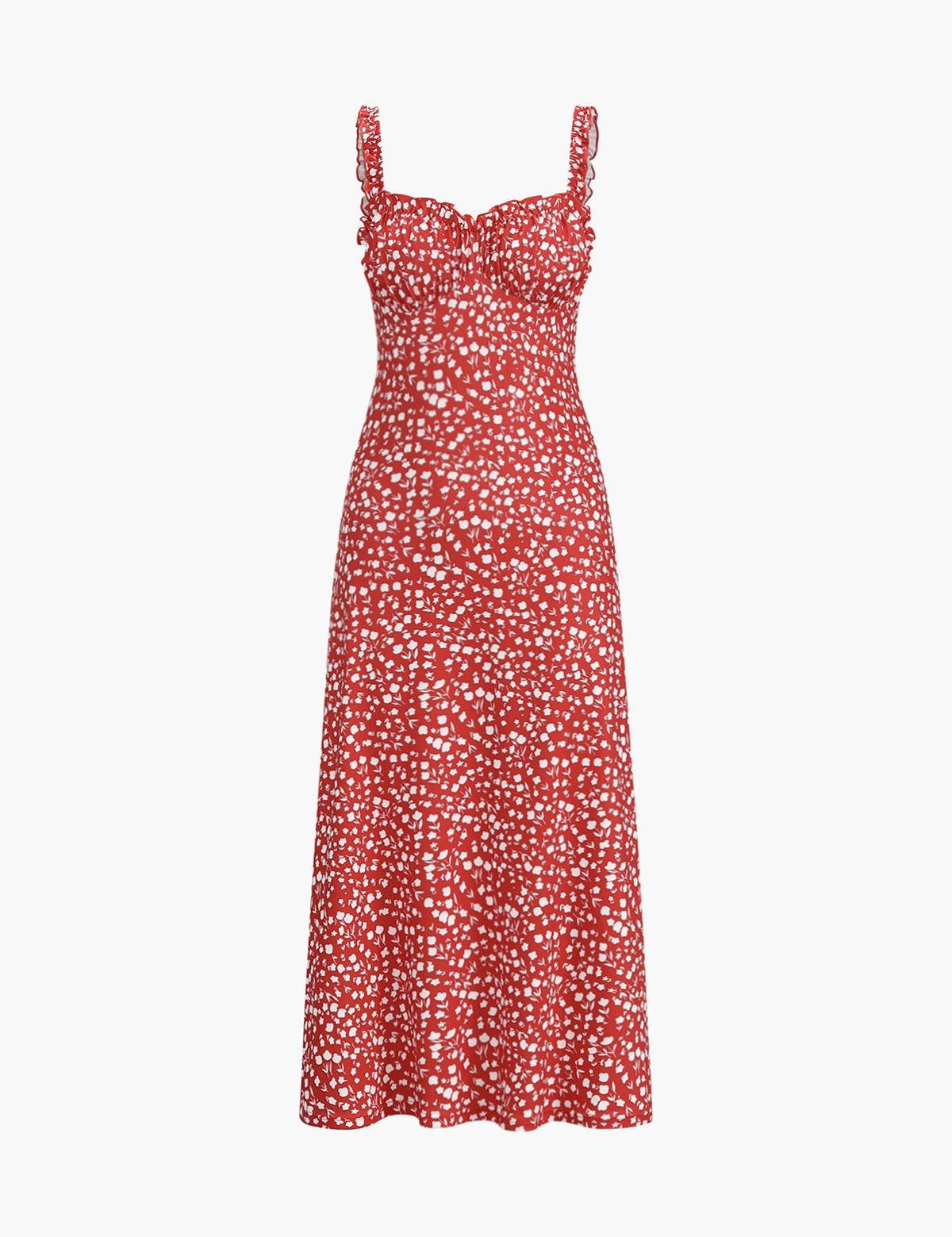 Floral Printed Ruffle Strap Midi Dress