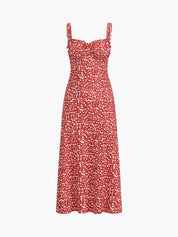Floral Printed Ruffle Strap Midi Dress
