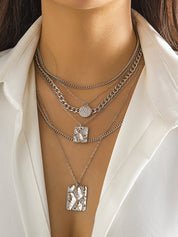 Textured Pendant Layered Gold Necklace