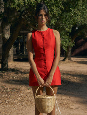 Sleeveless Button-Front Mini Dress