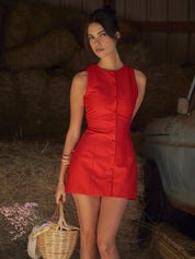 Sleeveless Button-Front Mini Dress