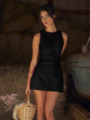 Sleeveless Button-Front Mini Dress