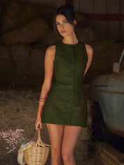 Sleeveless Button-Front Mini Dress