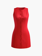 Sleeveless Button-Front Mini Dress