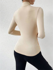 Draped Crossover Long Sleeve Top