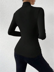 Draped Crossover Long Sleeve Top