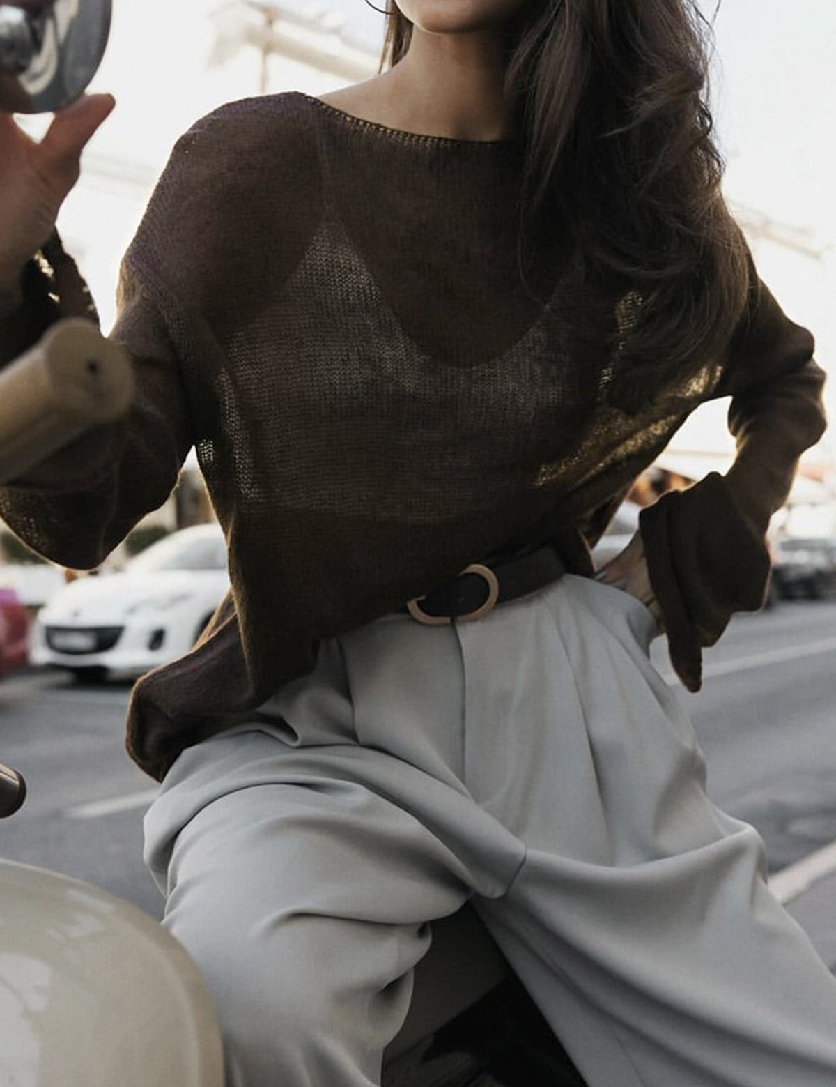 Sheer Textured Knit Sweater