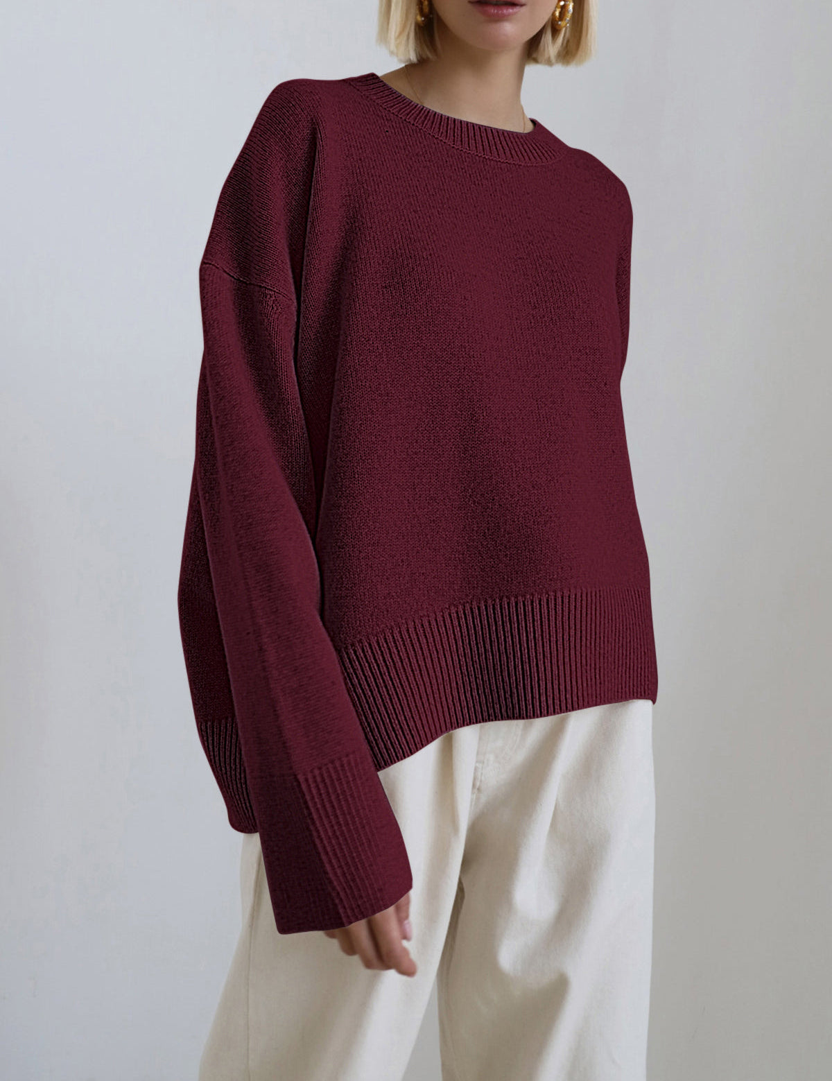 Oversized Crewneck Knit Sweater
