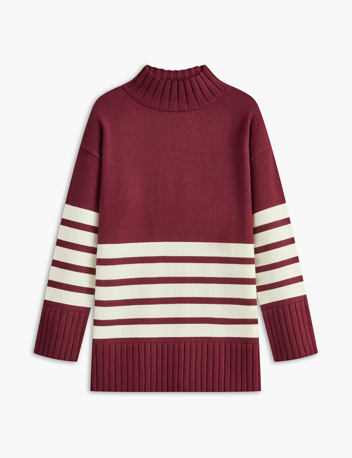 Striped Mock Neck Sweater