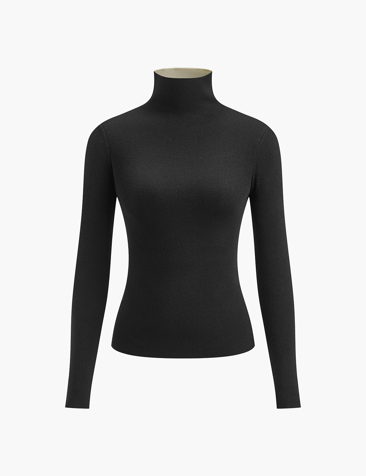 Mock Neck Contrast Sleeve Top