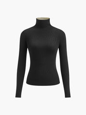 Mock Neck Contrast Sleeve Top