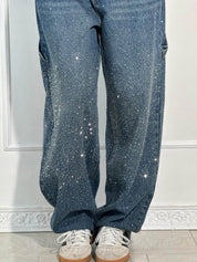 Balloon carpenter shiny denim jeans