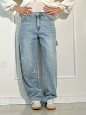 Balloon carpenter shiny denim jeans
