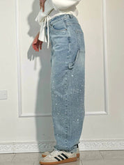 Balloon carpenter shiny denim jeans