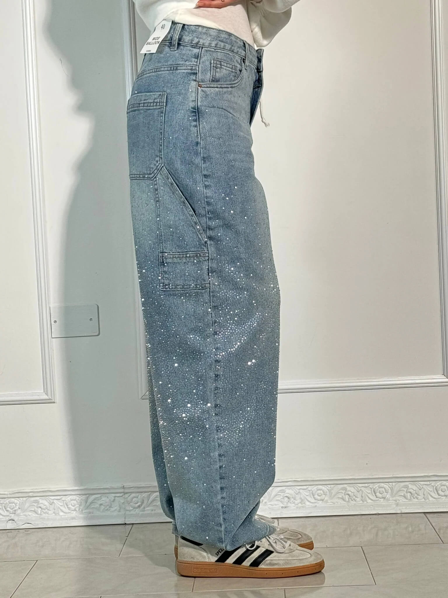 Balloon carpenter shiny denim jeans