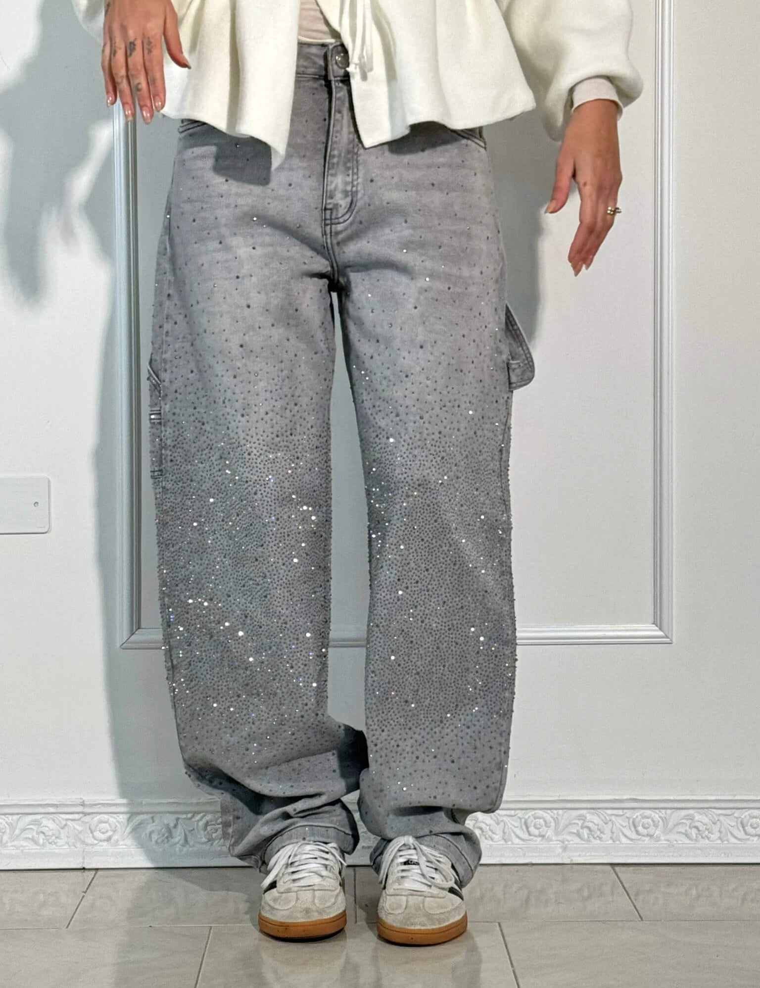 Balloon carpenter shiny denim jeans