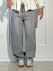 Balloon carpenter shiny denim jeans