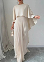 Pleated Batwing Sleeve Maxi Dress
