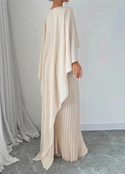 Pleated Batwing Sleeve Maxi Dress